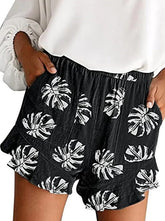 Pantalones cortos de cintura alta con estampado de moda, pantalones casuales holgados de talla grande
